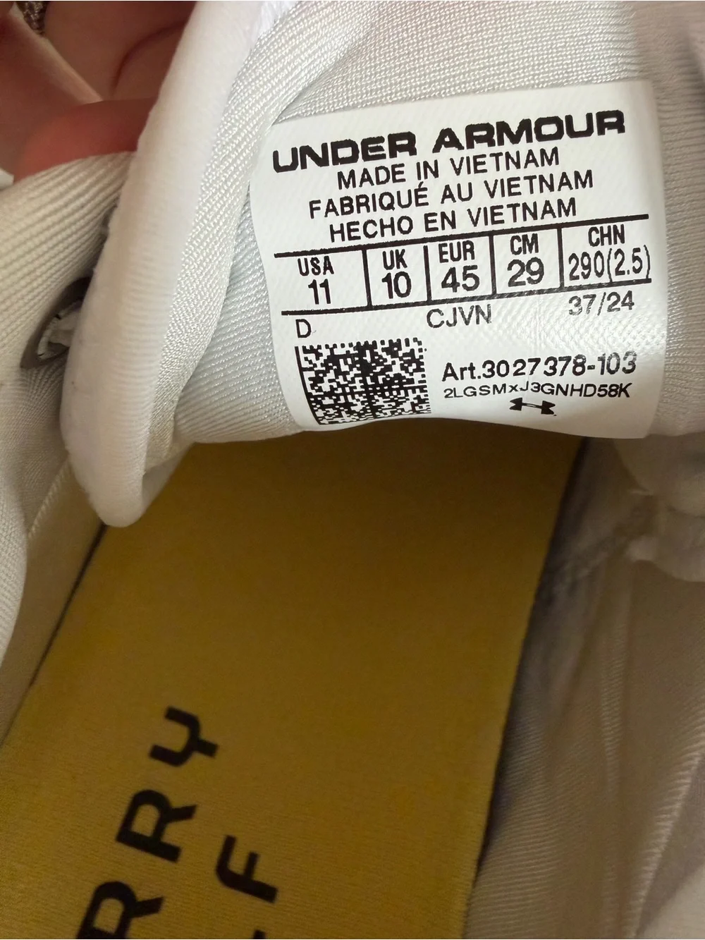 Under Armour men’s size 11 Curry 1 Golf shoe spikeless in white